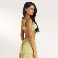 Ruched Bralette (Set) - Washed Lime