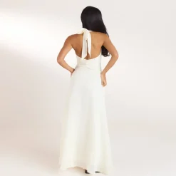 Ruched Tencel Maxi Dress - Cream