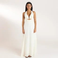 Ruched Tencel Maxi Dress - Cream
