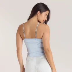 Satin Cowl Neck Cami Top - Blue