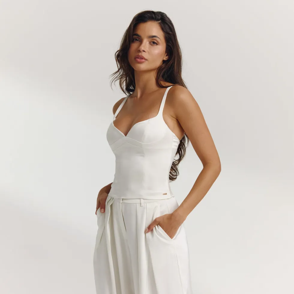 Satin Structured Top - Off White