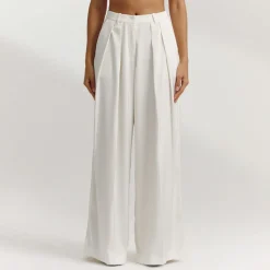 Satin Wide-Leg Pants - Off White