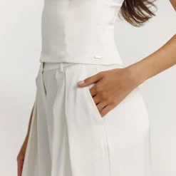 Satin Wide-Leg Pants - Off White