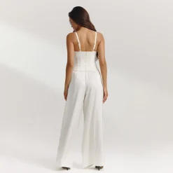 Satin Wide-Leg Pants - Off White