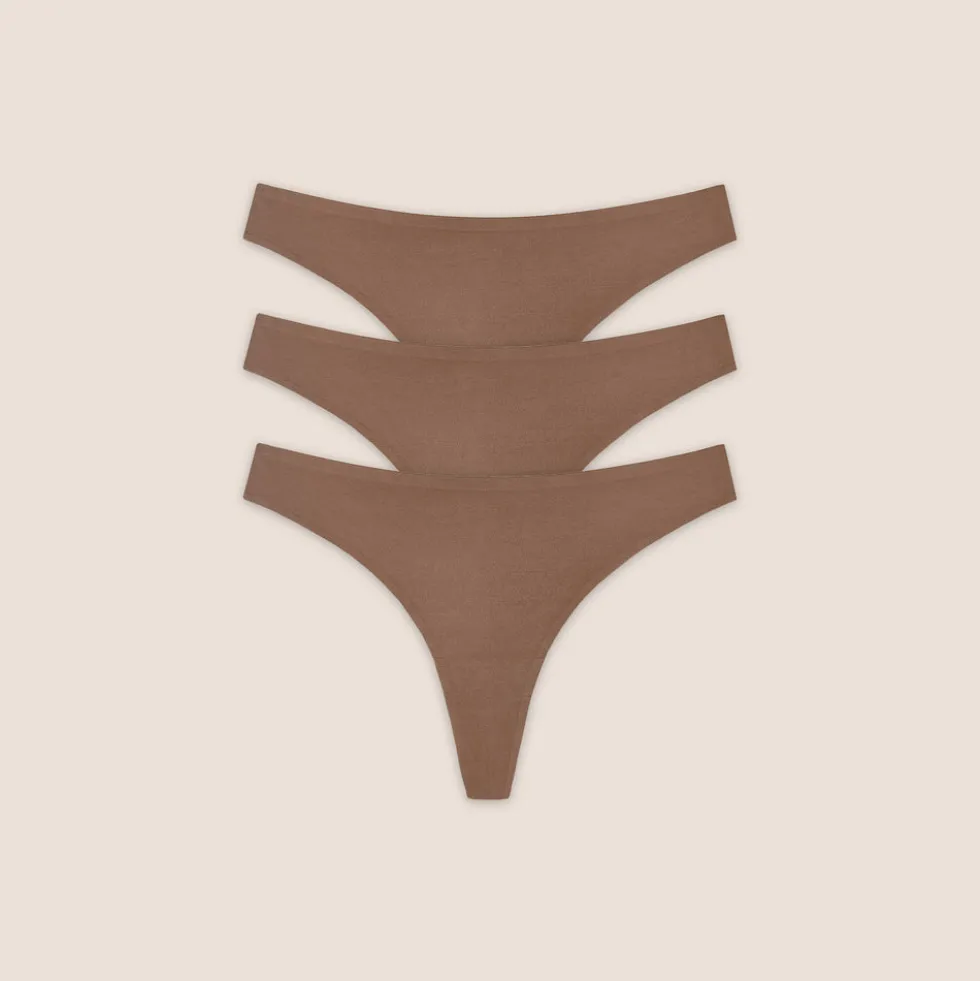 Seamless Bonded Thongs (3-Pack) - Chestnut