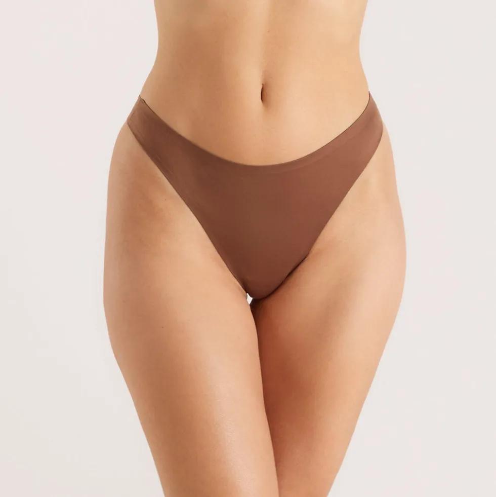 Seamless Bonded Thongs (3-Pack) - Chestnut