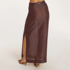 Sheer Maxi Skirt - Chocolate