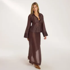 Sheer Maxi Skirt - Chocolate