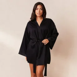 Signature Satin Robe - Black