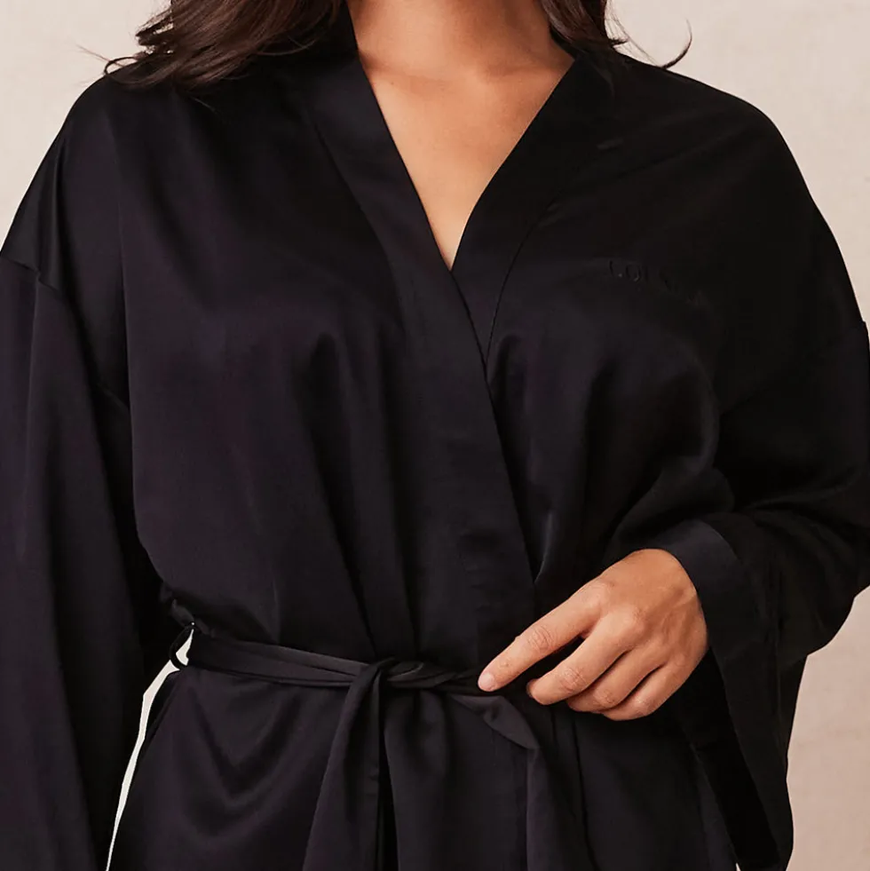 Signature Satin Robe - Black