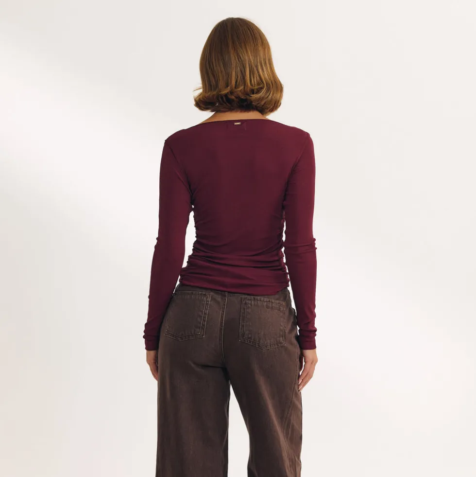 Slash Neck Top - Cherry Lacquer