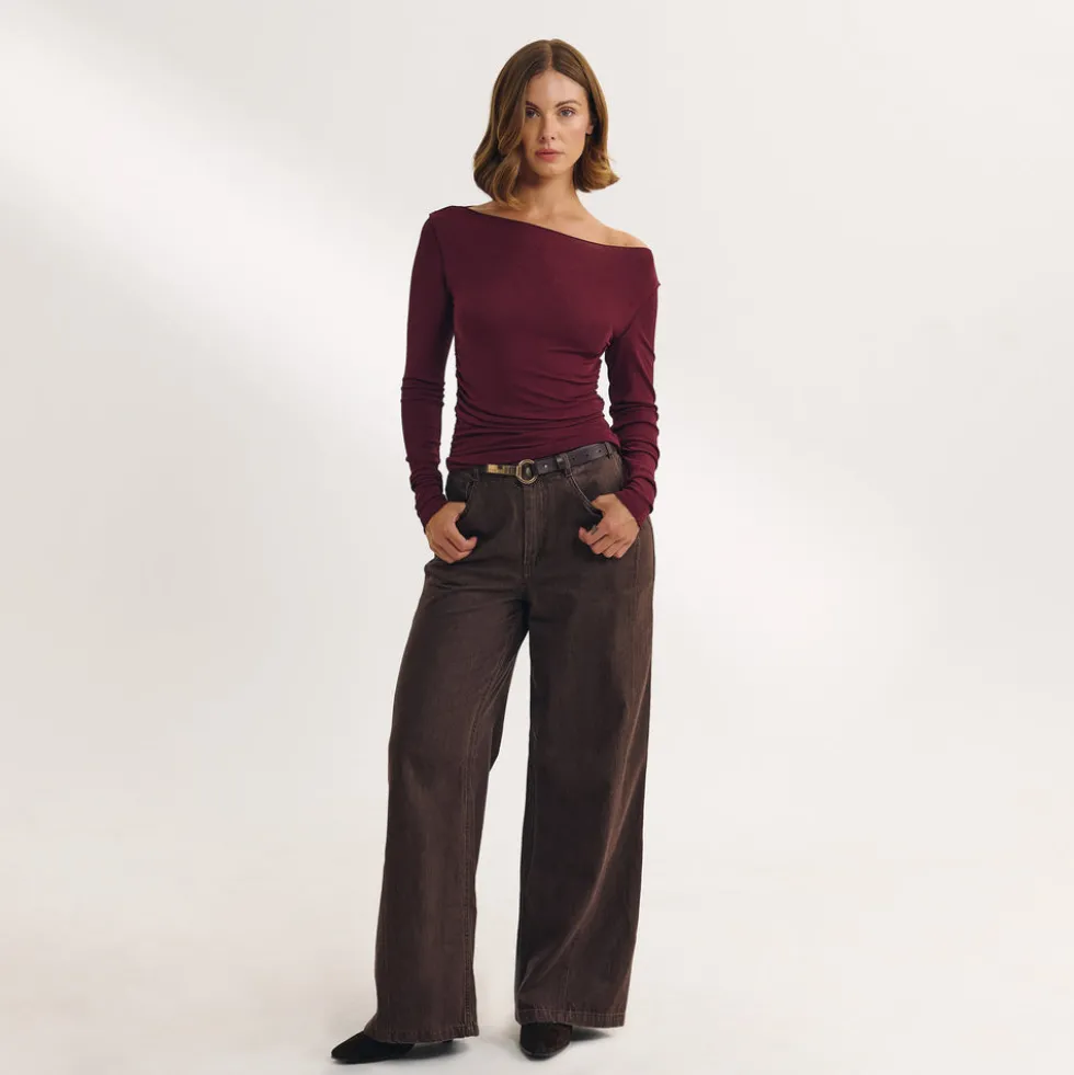 Slash Neck Top - Cherry Lacquer