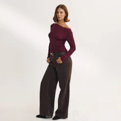 Slash Neck Top - Cherry Lacquer