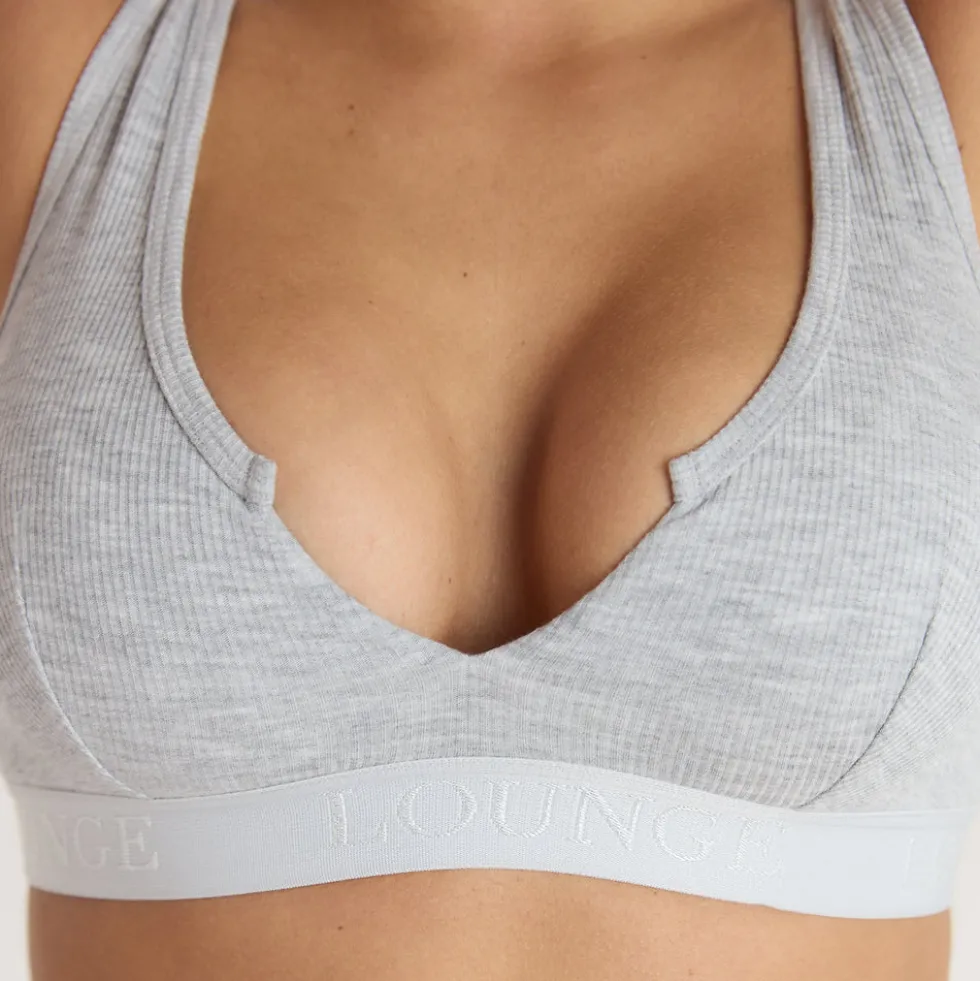 Soft Ribbed Push-Up Bralette - Grey Marl
