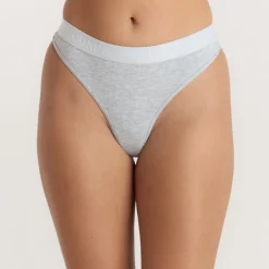 Soft Ribbed Thong - Grey Marl