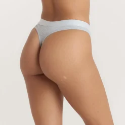 Soft Ribbed Thong - Grey Marl