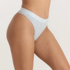 Soft Ribbed Thong - Grey Marl