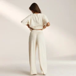 Soft Waffle Pajama Pants - Cream