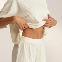 Soft Waffle Pajama Pants - Cream
