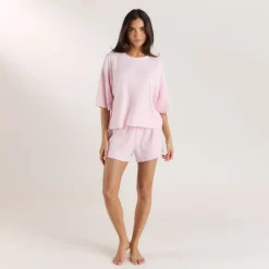 Soft Waffle Pajama Shorts - Pink