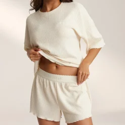 Soft Waffle Pajama Shorts - Cream