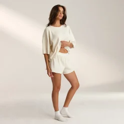 Soft Waffle Pajama Shorts - Cream