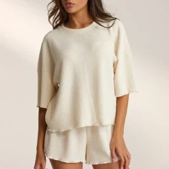 Soft Waffle Pajama Top - Cream