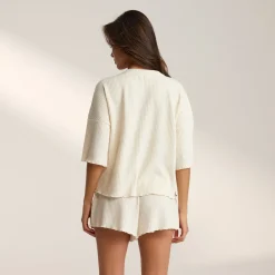 Soft Waffle Pajama Top - Cream