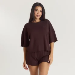 Soft Waffle Pajama Top - Dark Chocolate