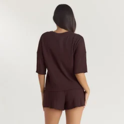 Soft Waffle Pajama Top - Dark Chocolate