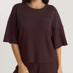 Soft Waffle Pajama Top - Dark Chocolate