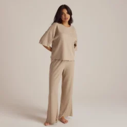 Soft Waffle Pajama Top - Mink