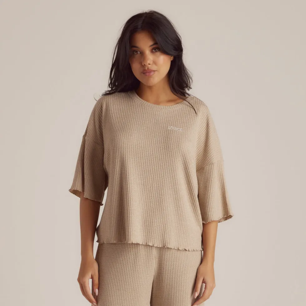 Soft Waffle Pajama Top - Mink