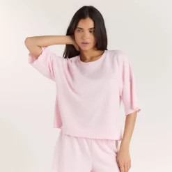 Soft Waffle Pajama Top - Pink