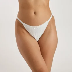 Strappy Pointelle Brazilian Briefs - Oat Marl