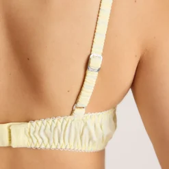 Striped Cotton Balcony Bra - Yellow