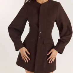 Structured Blazer Dress - Chocolate