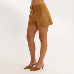 Suedette Shorts - Tan