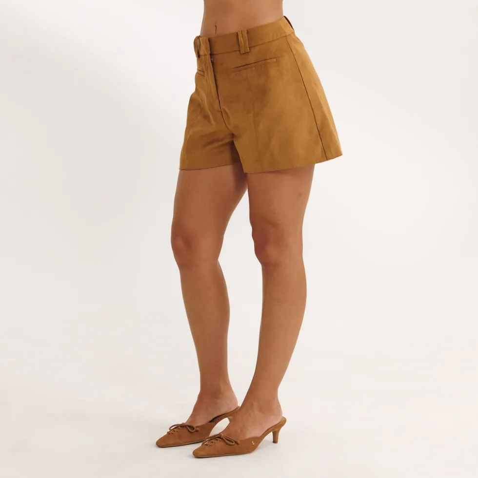 Suedette Shorts - Tan
