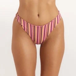 Sunstripe High-Leg Brazilian Bikini Briefs - Retro Stripe