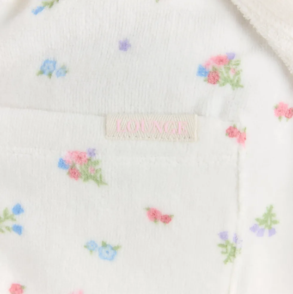Towelling Bathrobe - White Print
