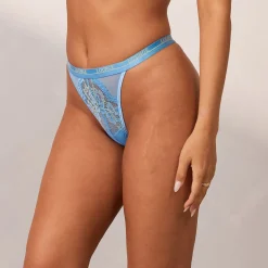 Two-Tone Blossom Thong - Aqua