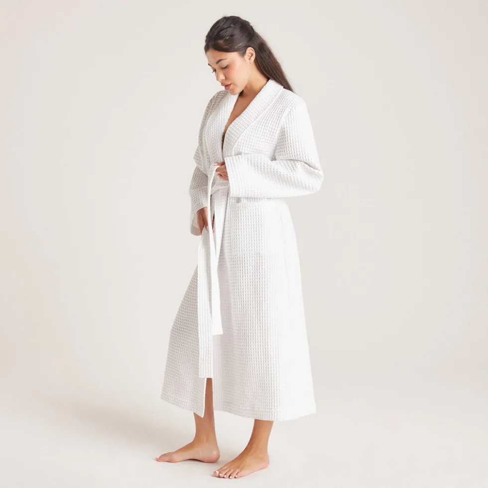 Waffle Dressing Gown - White