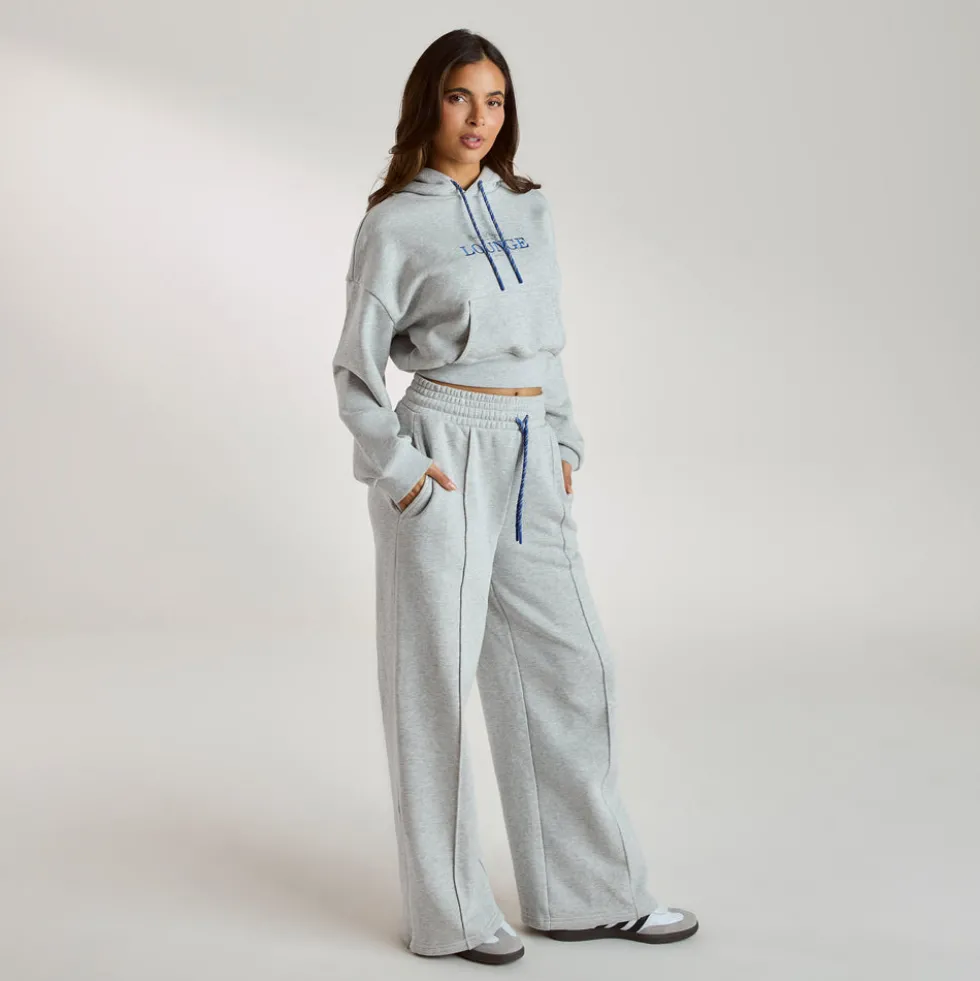 Wide-Leg Joggers - Grey Marl