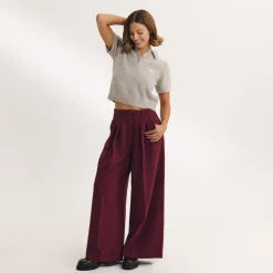 Wide-Leg Tailored Trousers - Cherry Lacquer